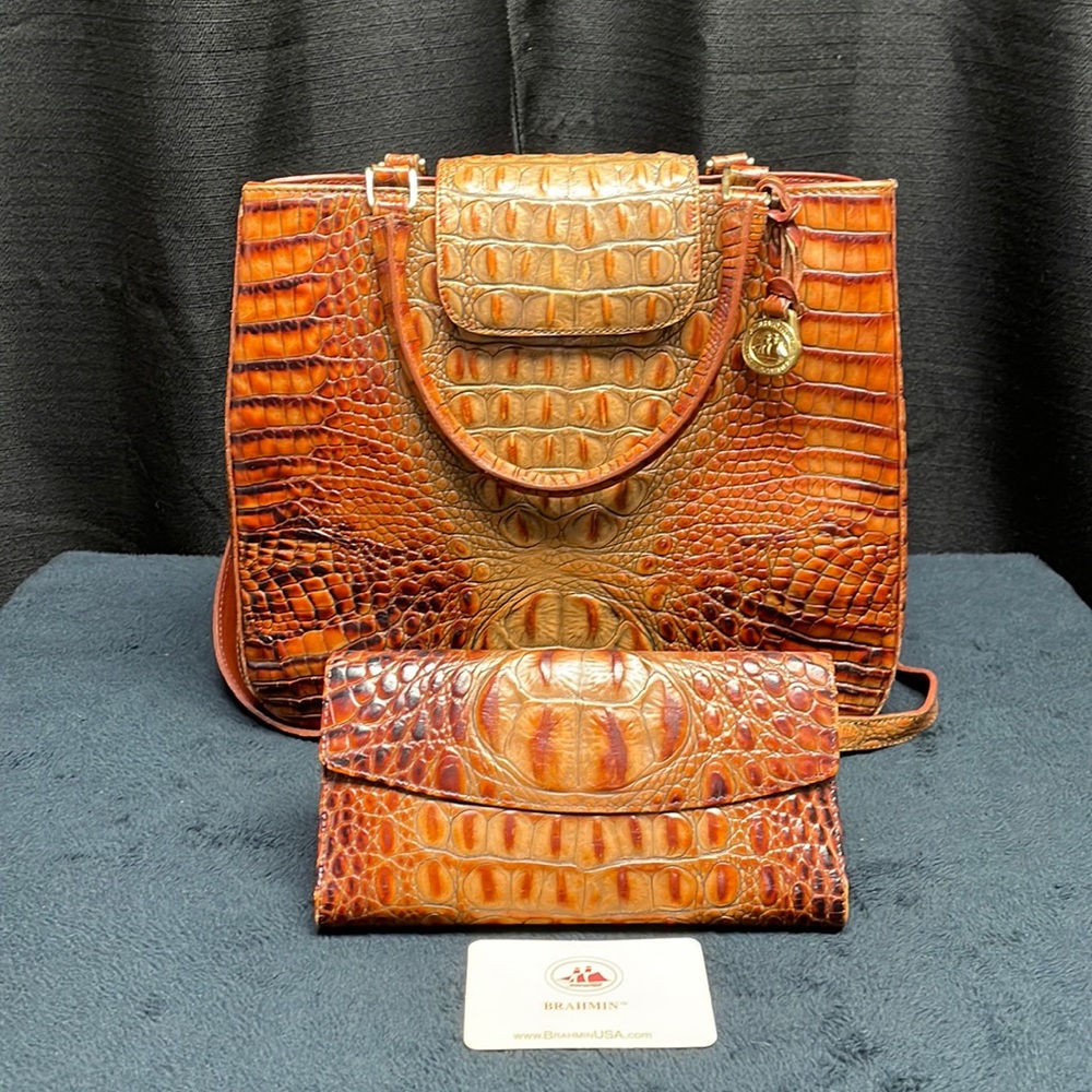 Brahmin Pecan Melbourne Bag & Wallet Set